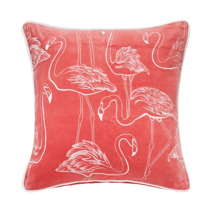 Flamingo Coral Velvet Pillow Ivystone