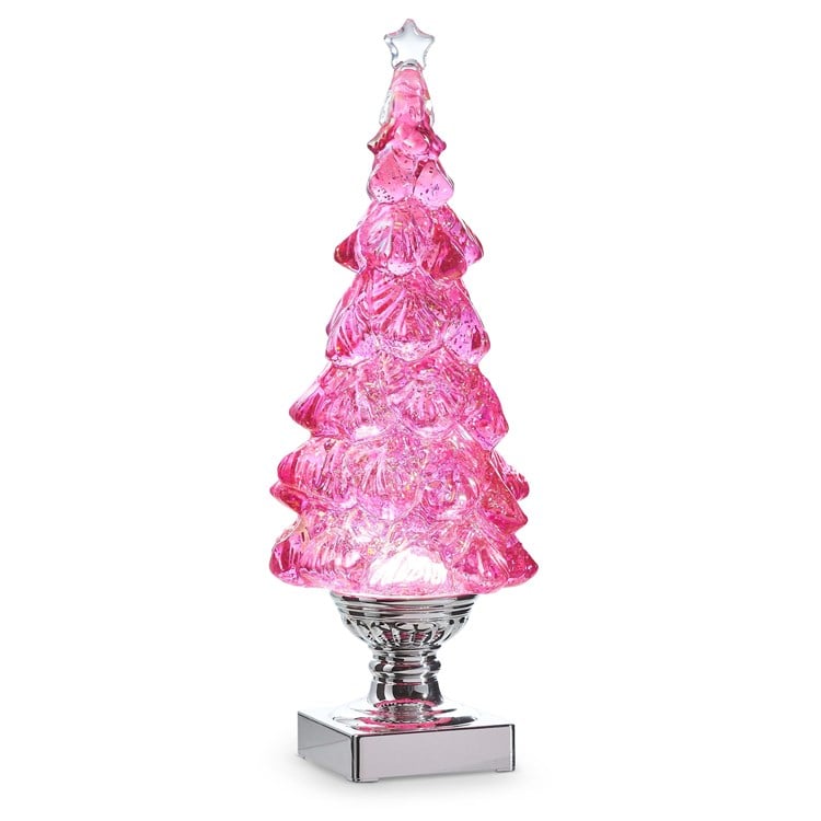 14 Pink Lighted Swirling Glitter Tree | Ivystone