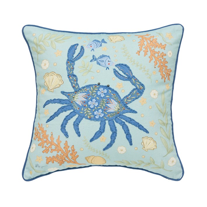 Blue Crab Coral Pillow Ivystone